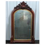 Victorian Carved Wood Wall Mirror With Leaf Motif