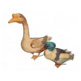 Pair Straw-Like Duck and Goose Decorative Figures