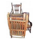Antique Wood Folding & Cane Chairs