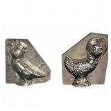2 Vintage Metal Chocolate Molds Bird Chick