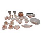 Pink Depression Glass Assorted Tableware Set