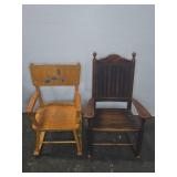 2 Wooden Rocking Chairs