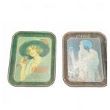 2 Vintage Coca-Cola Tin Trays Lady Portraits
