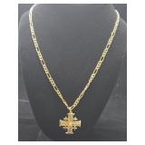 Gold Jerusalem Cross Pendant Necklace With Diamond