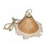 Hanging Glass Pendant Lamp With Fringe Trim