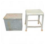 Byrne Dairy Metal Milk Box And White Stool