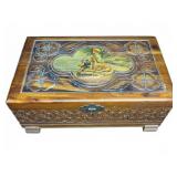 Carved Wood Jewelry Box with Assorted Watches