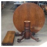 Round Oak Pedestal Table with Foooted Base