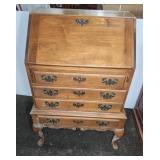 Wooden Secretary Desk With Drawers And Hutch