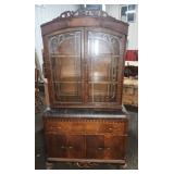 Wooden China Cabinet With Glass Doors and Shelves