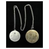 (2) Medallions, w/ One Sterling Marked Chain