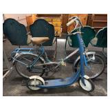 Cinzia Bicycle and Blue Metal Scooter Lot