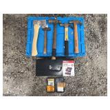Tool Box With Hammers Axe Drill And Extractor Set