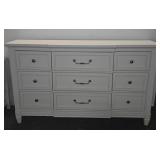 White 9-Drawer Wood Dresser with Metal Handles