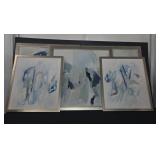 5 Framed Abstract and Landscape Art Prints