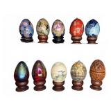 Decorative Egg Collection with Stands, Mixed Media