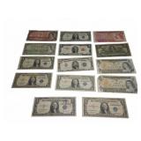 US and Canadian Banknotes Mixed Lot 14 Pieces