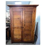Wood Louvered Door Armoire With Drawers