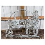 Painted Metal Tractor and Farmer Yard Art Decor