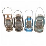 4 Metal Kerosene Lanterns, Air Pilot, Embossed