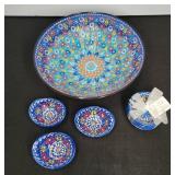 Hand-Painted Turkish Ceramic Bowl Set, 8 Pieces