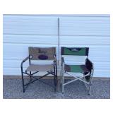 (2) Folding Camp Chairs & Wrought Iron Stake