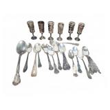 Sterling Silver Spoons and Silver Overlay Cordials