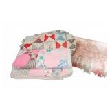 2 Patchwork Quilts and 1 Paisley Textile