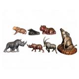 African Wildlife Animal Figurines, Mixed Materials