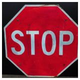 Vintage Reflective Metal STOP Sign, Octagonal