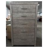 Gray 5-Drawer Wood Chest with Metal Handles