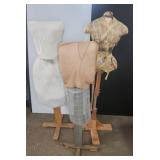 Three Handmade Style Dress Forms On Stands