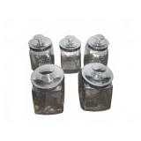 5 Glass Jars with Chrome Lids