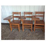 Wood Student Desks with Attached Writing Arms