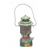 Vintage Green Metal Gas Lantern with Wire Handle
