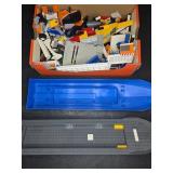LEGO Mixed Bricks With Blue and Gray Boat Hulls