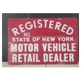 NY Motor Vehicle Retail Dealer Sign
