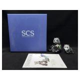 Swarovski Crystal Pandas Set with Box and COA