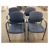 4 Blue Upholstered Office Armchairs