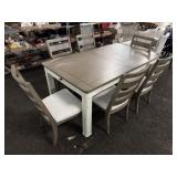 Dining Table With 6 Upholstered Chairs Gray White