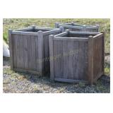 3 WOODEN PLANTERS