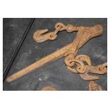 4 TIE DOWN CHAINS & 2 CHAIN BINDERS