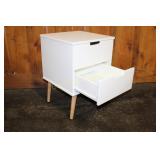 PILLOWFORT WHITE MODERN 2-DRAWER NIGHT STAND