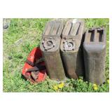 3 JERRY FUEL CANS W/ HOLDER