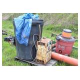 PALLET OF PARTS, AUGER, AND FARM MISC.