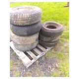 SET OF 4, 6 HOLE 15" CHEVY TRUCK RIMS W/ TIRES