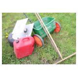 GARDEN ITEMS RAKES,SEEDER,TIRE, GAS TANK