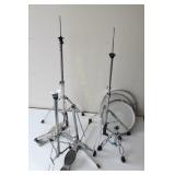 MISC DRUM STAND LOT AND DRUM HEADS