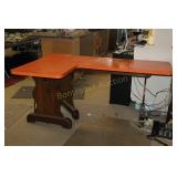 L-SHAPED OFFICE DESK WITH ORANGE TOP