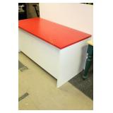RED TOP DESK, MISSING DRAWER